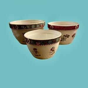 Mary Engelbreit Mixing Bowl Set: ‘Let It Snow’; Set Of 3 - 7”, 8”, and 9.5”